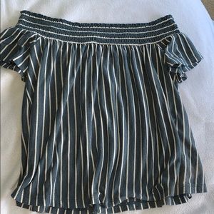 American eagle off the shoulder striped top S